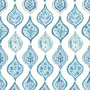 York Wallcoverings Marketplace Motif wallpaper, color White & Blue, SKU MN1850