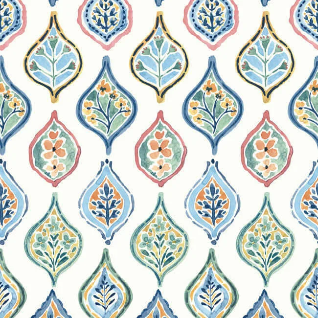 York Wallcoverings Marketplace Motif wallpaper, color White & Multi, SKU MN1852