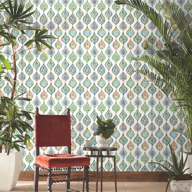 York Wallcoverings Marketplace Motif wallpaper, color White & Multi, SKU MN1852