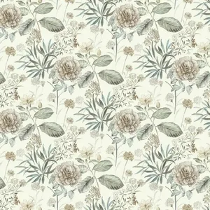 York Wallcoverings Midsummer Floral wallpaper, color Beige & Green, SKU TL1918