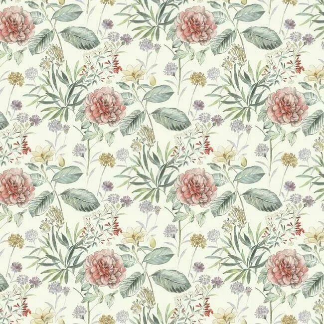 York Wallcoverings Midsummer Floral wallpaper, color Coral, SKU TL1919