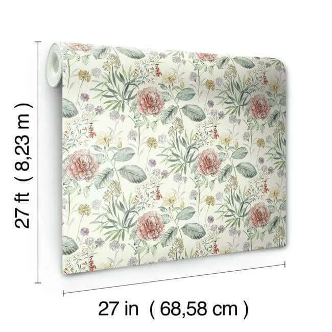 York Wallcoverings Midsummer Floral wallpaper, color Coral, SKU TL1919