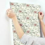 York Wallcoverings Midsummer Floral wallpaper, color Coral, SKU TL1919