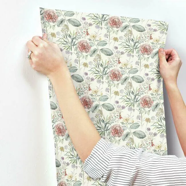 York Wallcoverings Midsummer Floral wallpaper, color Coral, SKU TL1919