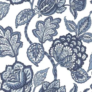 York Wallcoverings Midsummer Jacobean wallpaper, color White & Blue, SKU CY1535