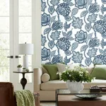 York Wallcoverings Midsummer Jacobean - White & Blue Wallpaper | Buy Online York Wallcoverings Midsummer Jacobean wallpaper, color White & Blue, SKU CY1535