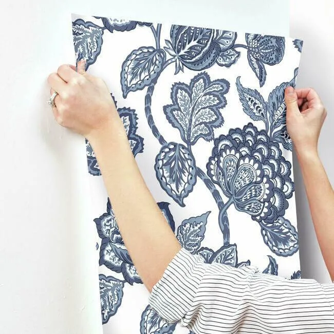 York Wallcoverings Midsummer Jacobean - White & Blue Wallpaper | Buy Online York Wallcoverings Midsummer Jacobean wallpaper, color White & Blue, SKU CY1535