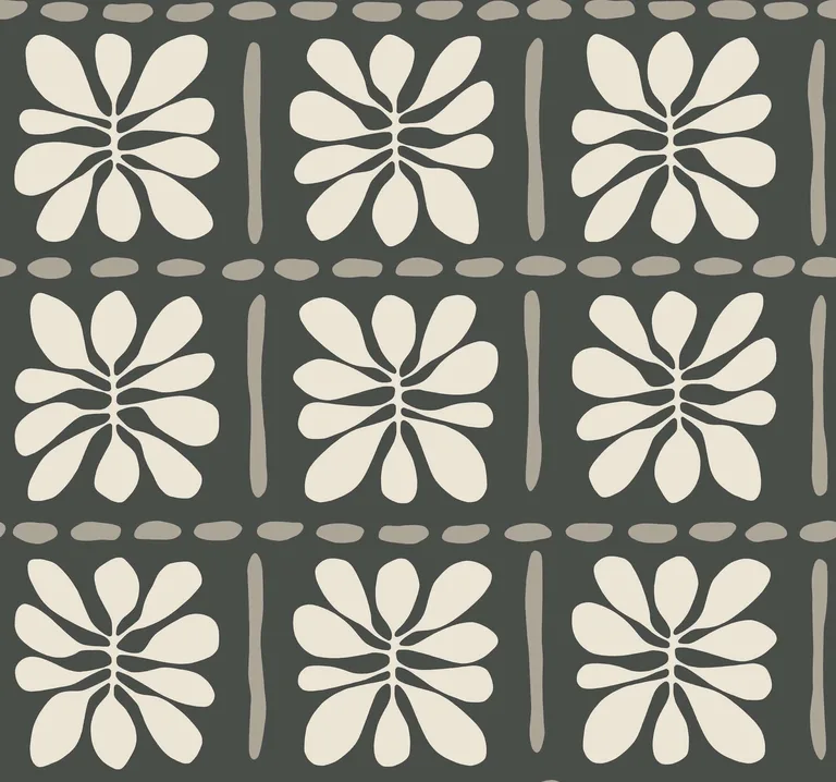 York Wallcoverings Mimosa Fleur wallpaper, color Carbon Black, SKU ZM2810