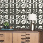York Wallcoverings Mimosa Fleur wallpaper, color Carbon Black, SKU ZM2810