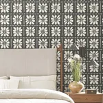 York Wallcoverings Mimosa Fleur wallpaper, color Carbon Black, SKU ZM2810