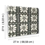 York Wallcoverings Mimosa Fleur wallpaper, color Carbon Black, SKU ZM2810