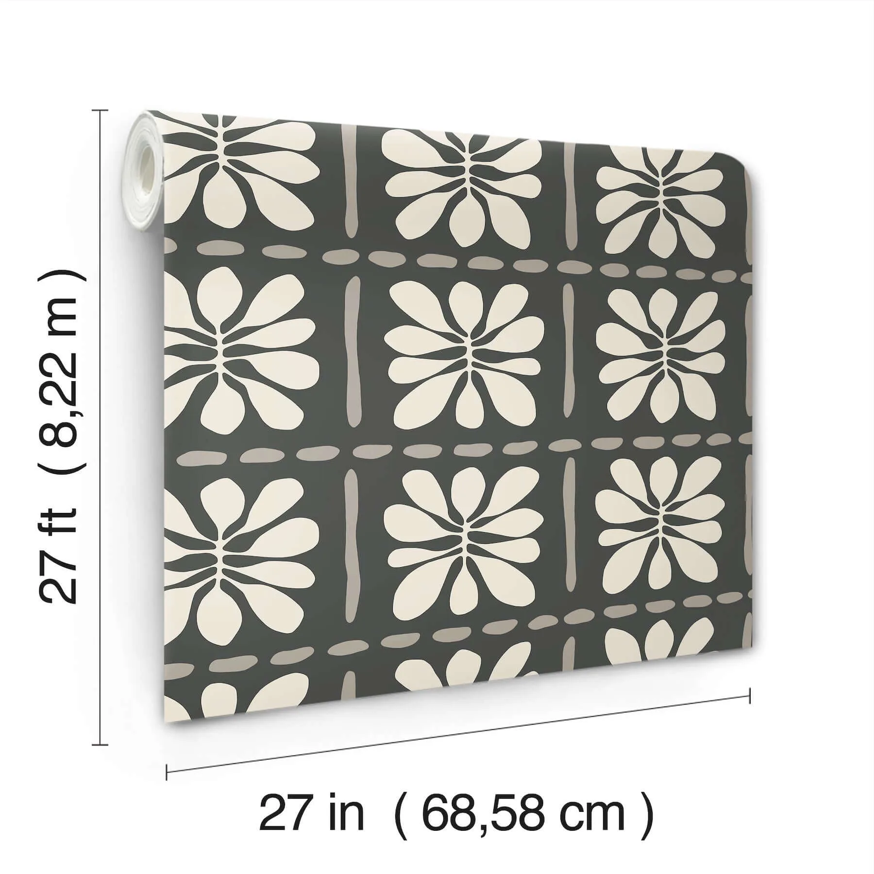 York Wallcoverings Mimosa Fleur wallpaper, color Carbon Black, SKU ZM2810