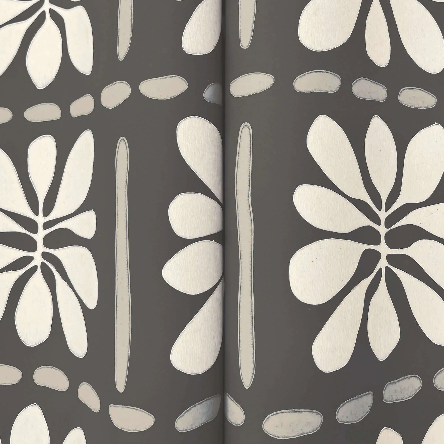 York Wallcoverings Mimosa Fleur wallpaper, color Carbon Black, SKU ZM2810