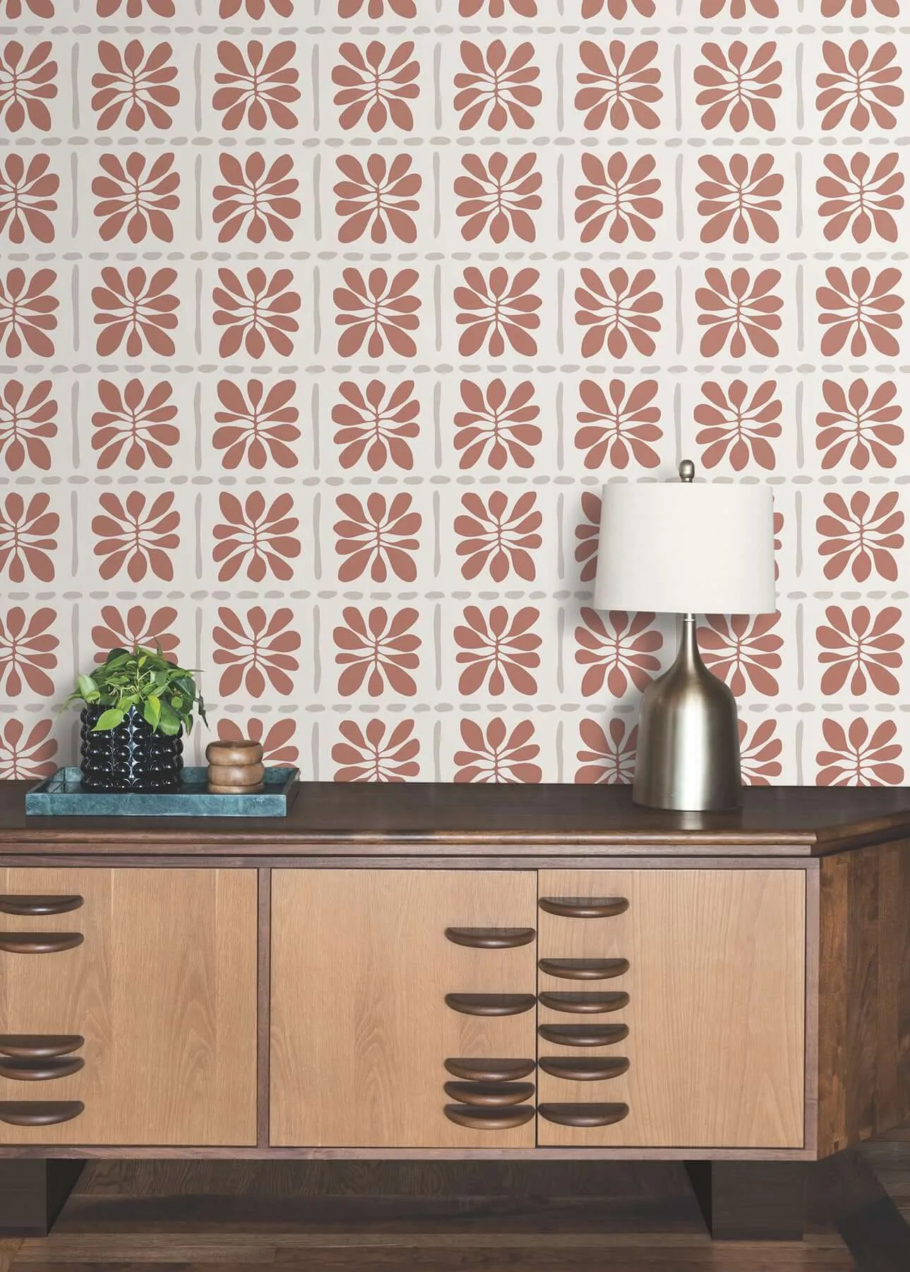York Wallcoverings Mimosa Fleur wallpaper, color Terracotta, SKU ZM2809