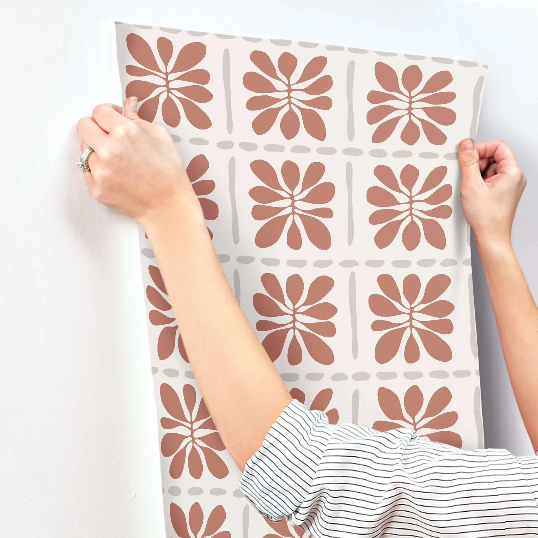 York Wallcoverings Mimosa Fleur wallpaper, color Terracotta, SKU ZM2809