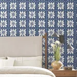 York Wallcoverings Mimosa Fleur wallpaper, color Ultramarine, SKU ZM2807