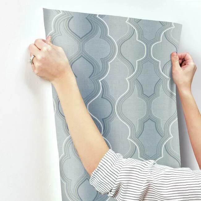 York Wallcoverings Modern Ombre Damask wallpaper, color Blue, SKU DM4944
