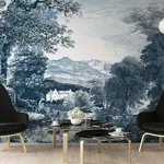 York Wallcoverings Provincial Scenic - Navy Wallpaper | Buy Online York Wallcoverings Provincial Scenic wallpaper, color Navy, SKU MU0271M