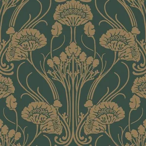 York Wallcoverings Nouveae Damask wallpaper, color Green, SKU CA1566