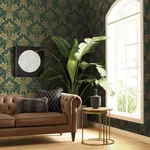 York Wallcoverings Nouveae Damask - Green Wallpaper | Buy Online York Wallcoverings Nouveae Damask wallpaper, color Green, SKU CA1566