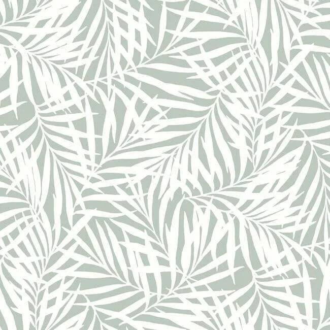 York Wallcoverings Oahu Fronds wallpaper, color Light Green & White, SKU CV4434