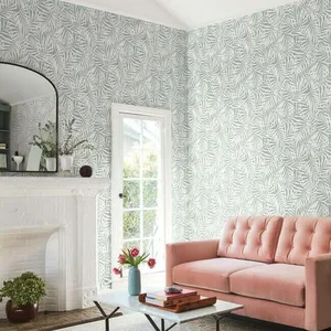 York Wallcoverings Oahu Fronds wallpaper, color Light Green & White, SKU CV4434