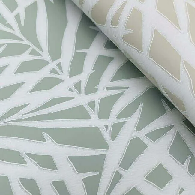 York Wallcoverings Oahu Fronds - Light Green & White Wallpaper | Buy Online York Wallcoverings Oahu Fronds wallpaper, color Light Green & White, SKU CV4434