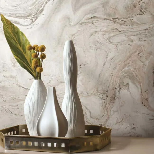 York Wallcoverings Oil & Marble wallpaper, color Clay & Taupe, SKU PSW1125RL