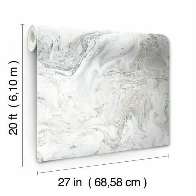 York Wallcoverings Oil & Marble wallpaper, color White & Grey, SKU PSW1127RL