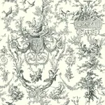 York Wallcoverings Old World Toile wallpaper, color Black & White, SKU AT4237