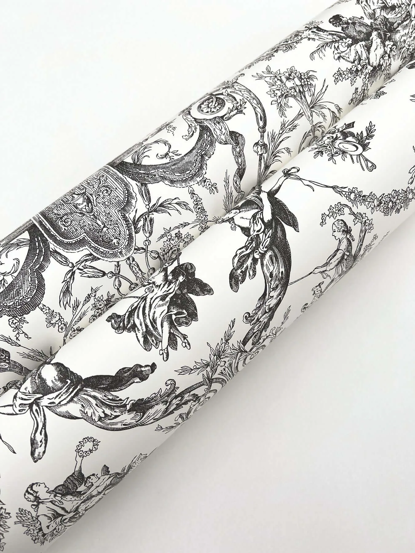 York Wallcoverings Old World Toile wallpaper, color Black & White, SKU AT4237