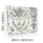 York Wallcoverings Old World Toile wallpaper, color Black & White, SKU AT4237