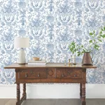 York Wallcoverings Old World Toile - Blue & White Wallpaper | Buy Online York Wallcoverings Old World Toile wallpaper, color Blue & White, SKU AT4241
