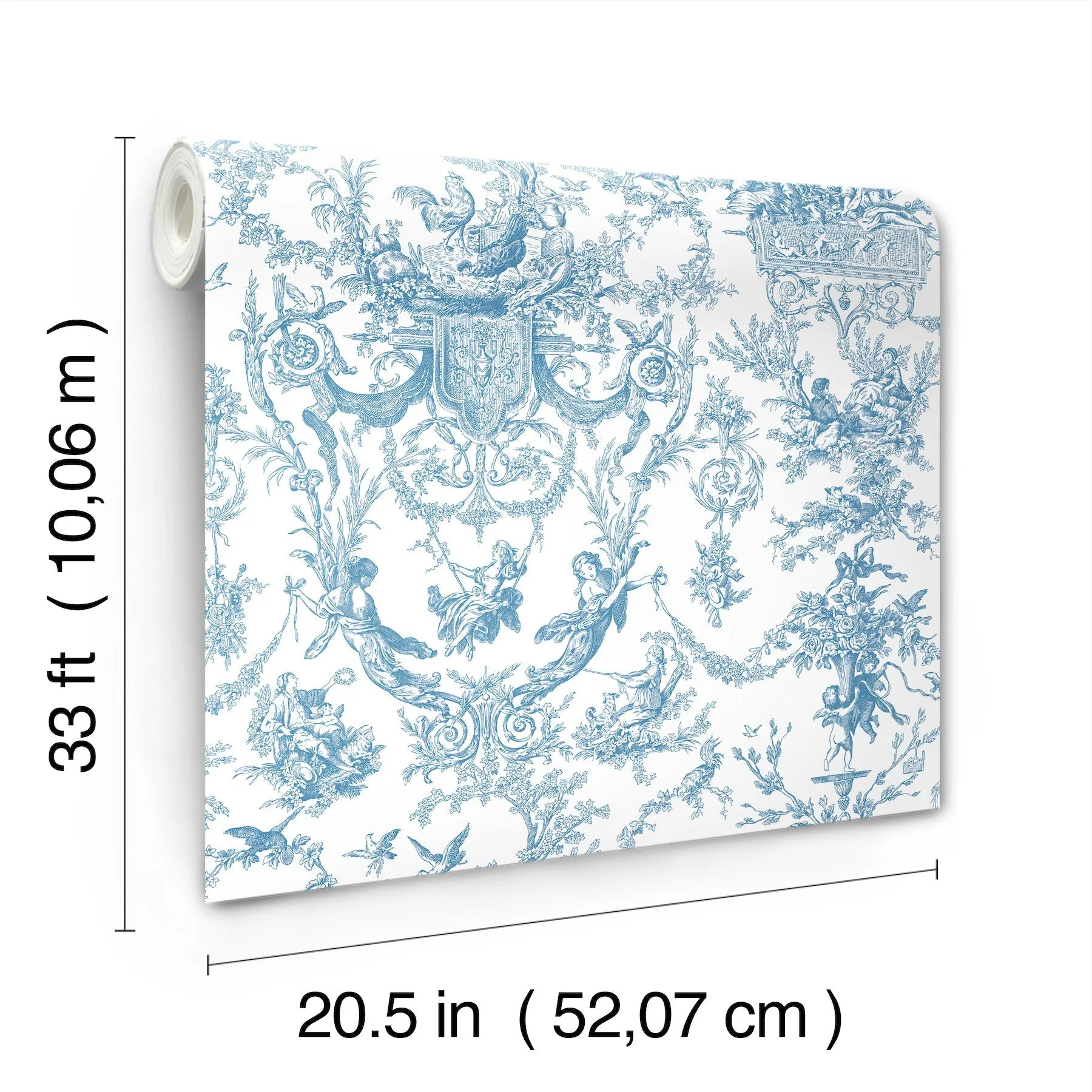 York Wallcoverings Old World Toile - Blue & White Wallpaper | Buy Online York Wallcoverings Old World Toile wallpaper, color Blue & White, SKU AT4241