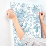 York Wallcoverings Old World Toile - Blue & White Wallpaper | Buy Online York Wallcoverings Old World Toile wallpaper, color Blue & White, SKU AT4241
