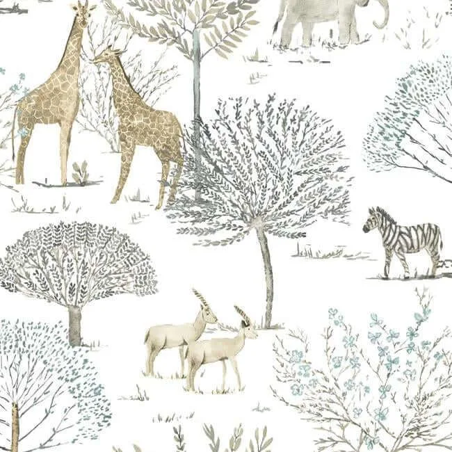 York Wallcoverings On the Savanna wallpaper, color Neutral, SKU KI0541