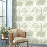 York Wallcoverings Orchard wallpaper, color White & Green, SKU MN1822