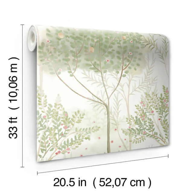 York Wallcoverings Orchard wallpaper, color White & Green, SKU MN1822