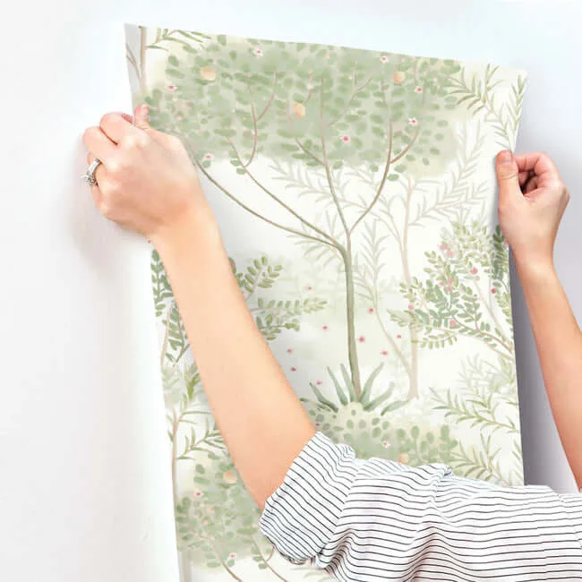 York Wallcoverings Orchard wallpaper, color White & Green, SKU MN1822