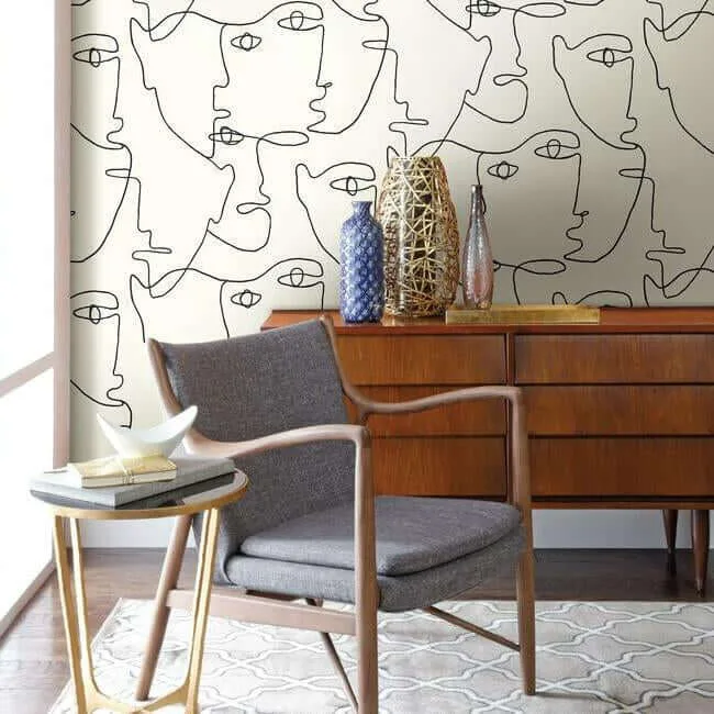 York Wallcoverings Pablo Portraits wallpaper, color Black, SKU PSW1053RL