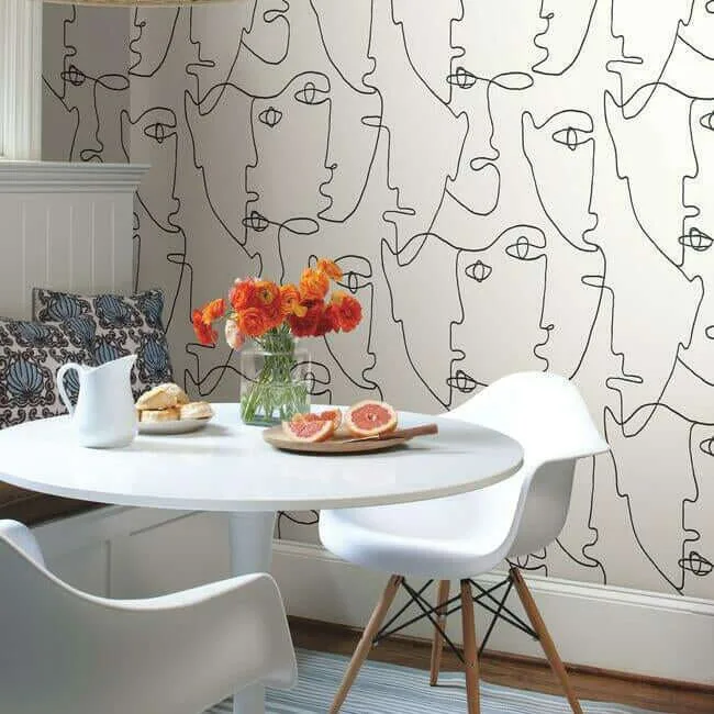 York Wallcoverings Pablo Portraits wallpaper, color Black, SKU PSW1053RL