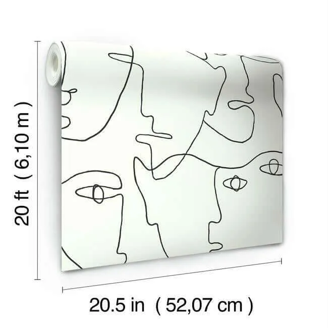 York Wallcoverings Pablo Portraits wallpaper, color Black, SKU PSW1053RL