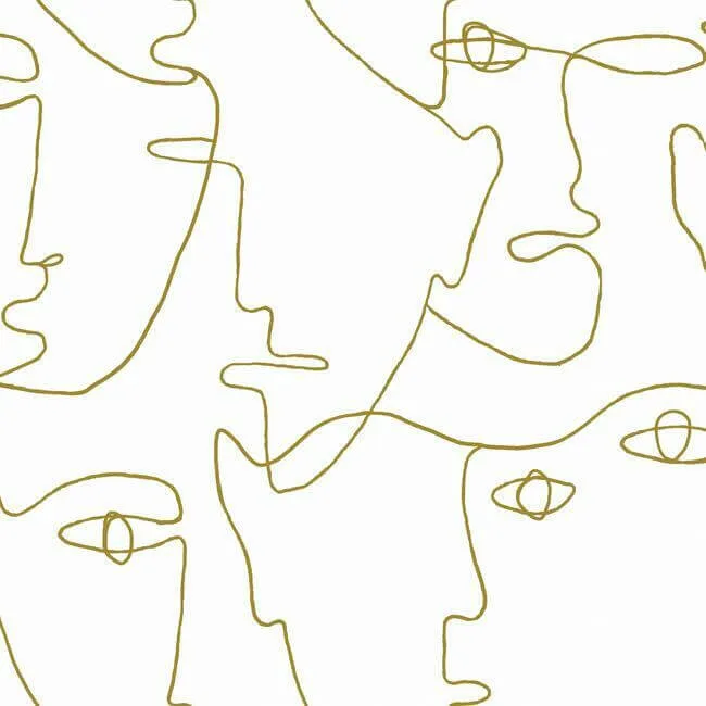 York Wallcoverings Pablo Portraits wallpaper, color Gold Metallic, SKU PSW1054RL