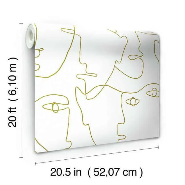 York Wallcoverings Pablo Portraits wallpaper, color Gold Metallic, SKU PSW1054RL