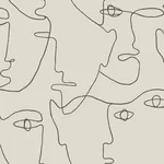 York Wallcoverings Pablo Portraits wallpaper, color Linen & Charcoal, SKU PSW1055RL