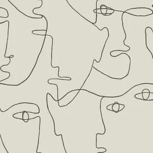 York Wallcoverings Pablo Portraits wallpaper, color Linen & Charcoal, SKU PSW1055RL