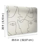 York Wallcoverings Pablo Portraits wallpaper, color Linen & Charcoal, SKU PSW1055RL