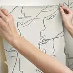 York Wallcoverings Pablo Portraits wallpaper, color Linen & Charcoal, SKU PSW1055RL