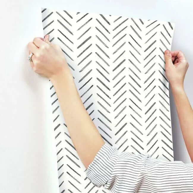 York Wallcoverings Painted Herringbone - Black Wallpaper | Buy Online York Wallcoverings Painted Herringbone wallpaper, color Black, SKU CV4454