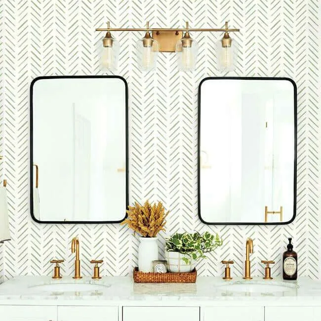 York Wallcoverings Painted Herringbone wallpaper, color Green, SKU CV4452